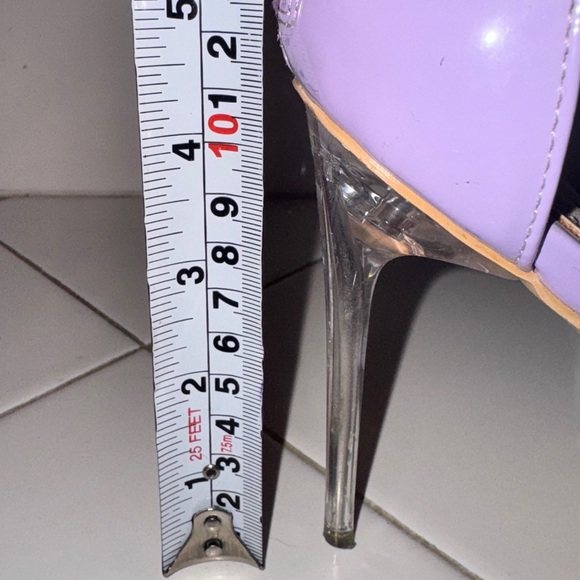 Miss Lola Lavender Fur Heels with clear strap. - Picture 6 of 6